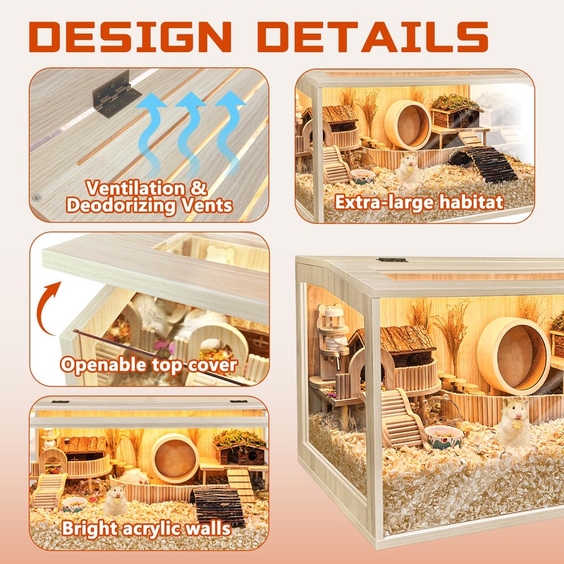 Prolee Hamster Cage Chewproof Wooden 24 Inch Guinea Pig Cages