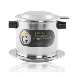 Vietnamese coffee maker filter set, French press style pour-over coffee dripper, Portable 1-cup single-serve reusable coffee press, 8oz medium (1)