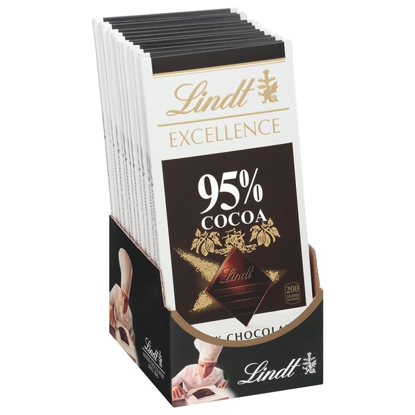 Lindt EXCELLENCE 95% Cocoa Dark Chocolate Bar, Valentine's Day Chocolate Candy, 2.8 oz. (12 Pack)