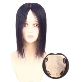 HIYE Partial Wig, Partial Wig, Medical Wig, Point Wig, For Women, 100% Human Hair Silk (Silk), Super Realistic Artificial Skin Included, Fully Hand-Planted, Black, Chestnut, Width 6.3 x Height 7.1