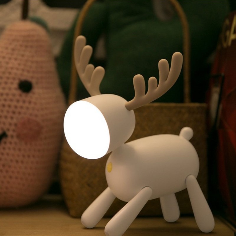 LED Night Light Cartoon Deer Shaped Table Lamp 1200mAh USB
