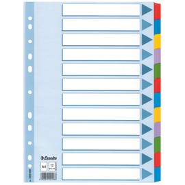 Esselte Mylar plain cardboard index, coloured tabs