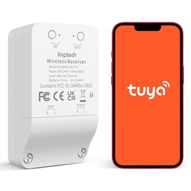 Wi-Fi Relay Switch, Linptech Wireless Remote Voice Control Light Switches, Tuya Smart Circuit Breaker Outlet Timer Compatible with Alexa for Home LED Ceiling Lights, No Hub Required