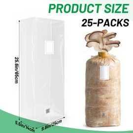 GREANER Mushroom Grow Bags 6 Mil, 9.8"x5.5"x25.6" Thick Autoclave Spawn Bags with Injection Port for Your Grain-25PCS