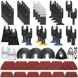 Trivd Frol 121 Pack Oscillating Saw Blades, Titanium Oscillating Tool Blades Accessories with Sandpaper, Bi-Metal Multitool Blades for Wood Metal Plastics Quick Release Dewalt Ryobi Rockwell Milwaukee