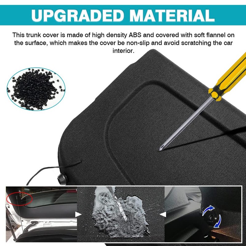 Powerty Cargo Cover for Ford Fiesta Hatchback 2011-2019 Retractable Trunk