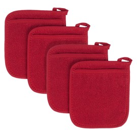 Ritz Terry Pocket Mitt & Hot Pad: Unparalleled Heat Resistant, Durable 100% Cotton – Ergonomically Designed for Optimal Grip – Easy-Care Machine Washable, Perfect for Your Kitchen – Paprika Red, 4-Pk