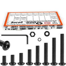600pcs M3 Screws,M3 Screw Assortment Kit (8 Sizes 6-30mm) for 3D Printer DIY,Hex Button Head Cap Screws Bolts Nuts Washer Kit,10.9 Grade Alloy Steel,Black Oxide,M3-0.5 x 6/8/10/12/16/20/25/30mm
