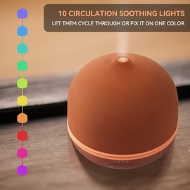 Wanlola Stone Diffusers for Essential Oils Large Room,500ml Handmade Ceramic Diffuser with 4 Timer & 10 Ambient Light Settings,Terracotta Aromatherapy Diffuser for Home Office