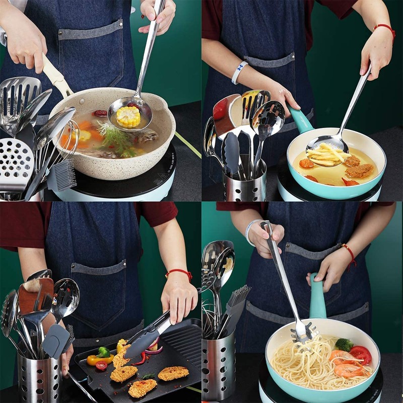 Stainless Steel Cooking Utensils Set, Berglander 13 Pieces Kitchen Utensils