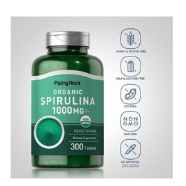 Piping Rock Organic Spirulina Tablets 1000 mg | 300 Pills | Vegetarian, Non-GMO,