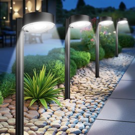 Ahaorigin 12 Pack Solar Pathway Lights Outdoor, 12 Brighter LED Solar Lights Outdoor Waterproof, Up to 12 Hrs Modern Path Light for Yard Garden Walkway Driveway Lawn, Cool White