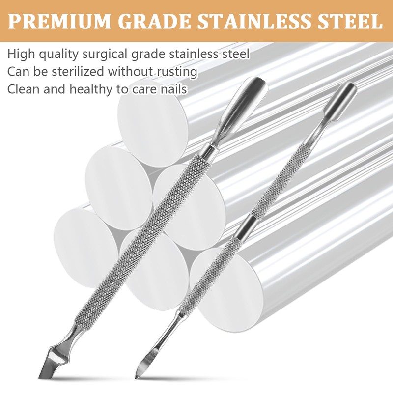 10Pcs Cuticle Pusher Cutter and Remover, Professional Double Ended Stainless