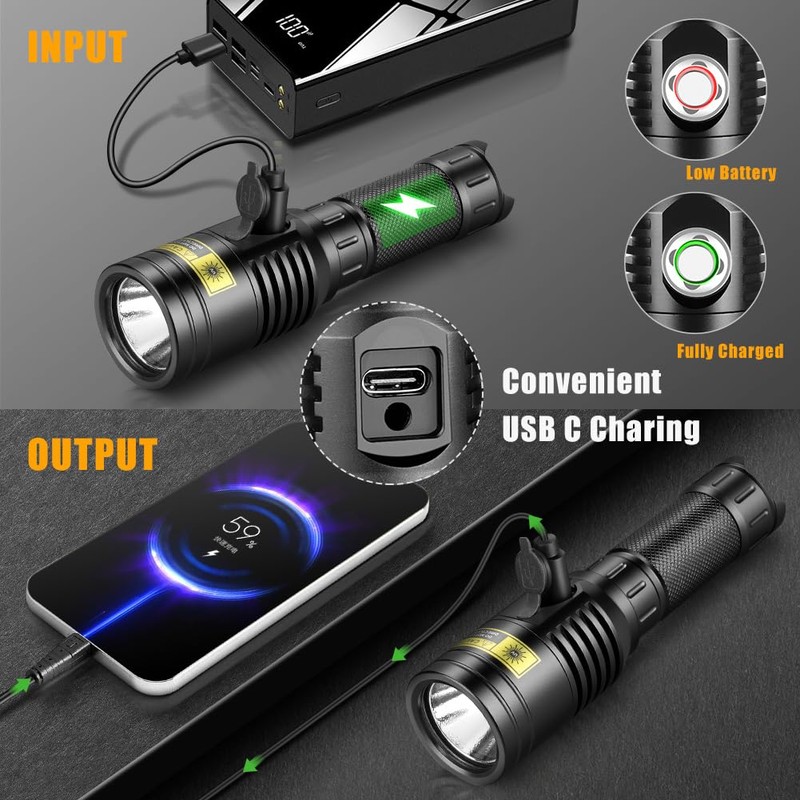 UniqueFire 1602 395nm UV Flashlight, High Power USB Rechargeable UV