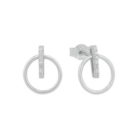 Amor Women's Stud Earrings 925 Sterling Silver with Synthetic Zirconia Silver Comes in Jewellery Gift Box, Sterling Silver, Cubic Zirconia