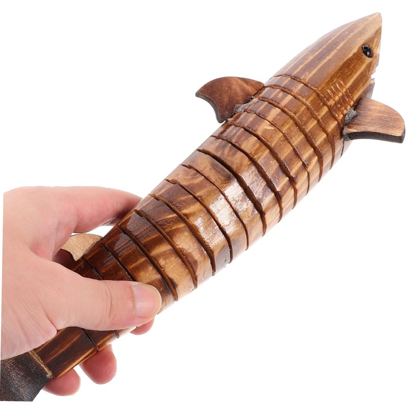 HOMSFOU Wooden Shark Statue en Wiggle Animal Toy