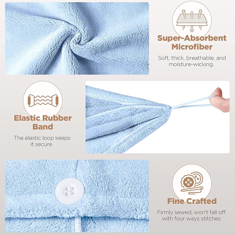 2 Pack Microfiber Hair Towel Wrap AUMA Super Absorbent Twist
