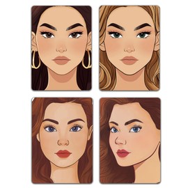 DELORIGIN 4pcs Face Painting Practice Board Kits A4 Reusable Makeup Paint Practice Board Facial Painting Excersize Template Stage Make-up Look Designs Tool Paint Supplies for Makeup Beginner