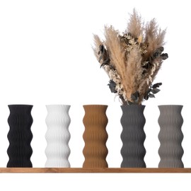 3D Vase Anneli Decorative Vase XL 38 cm Floor Vase Decorative Vase Pampas Grass Dried Flowers (Black)