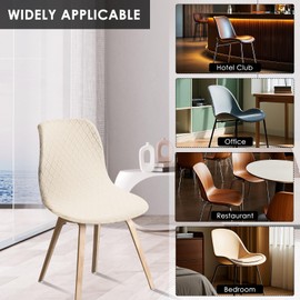 UKQRRTC 4Pcs Dining Room Chair Covers, Minimalist Shell Chair Cover, Elastic Round Back Chair Slipcovers, Armless Chair Cover, Shell Chair Slipcover for Kitchen Living Room (Beige)