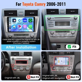 2+64GB Realdio Android 15 Car Stereo for Toyota Camry 2006-2011 with Wireless CarPlay Android Auto, 9 Inch Touch Screen Car Radio for Camry with GPS WiFi Bluetooth EQ FM/RDS 26UI Backup Camera MIC