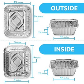 50-Pack 5x4" 1lb Disposable Aluminum Pans w/ Clear Lids - Leakproof Seal for Takeout/Catering/BBQ,Recyclable Cookware