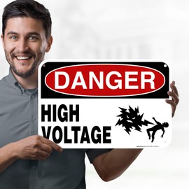 Danger High Voltage Sign, (MS-1232) 12x18 Inches, 55 mil thick HDPE (high density polyethylene), Made in USA by My Sign Center