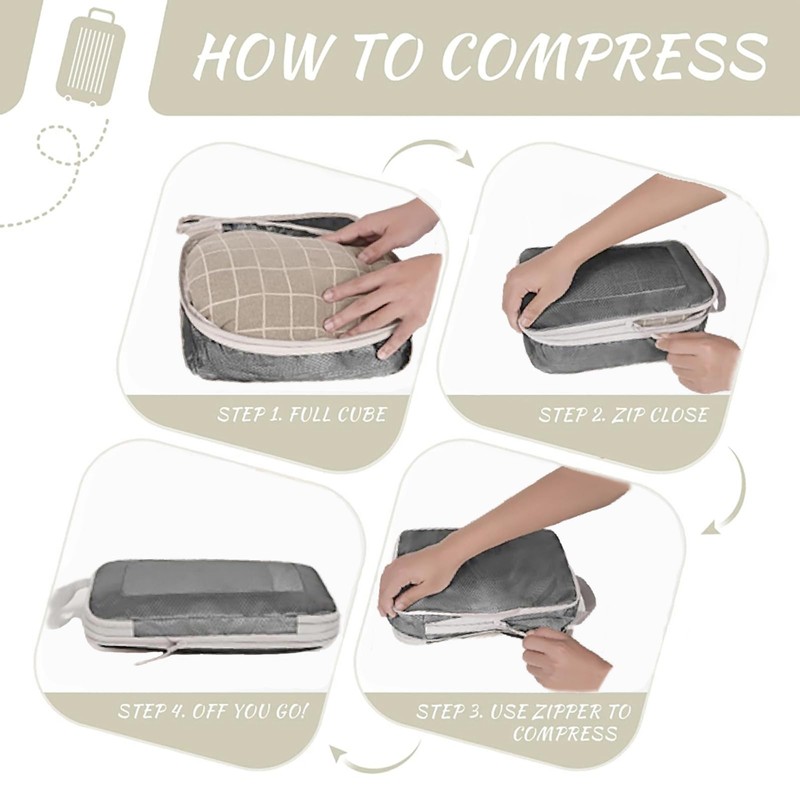Compression Packing Cubes with Mesh,4 Pcs Travel Packing Cubes Set,Lumobrilla