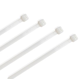 ERKO Cable Ties, White, 200 mm x 7.6 mm, Tensile Strength, 54 kg, Pack of 25 for Cable Management, Large, Long, Transparent