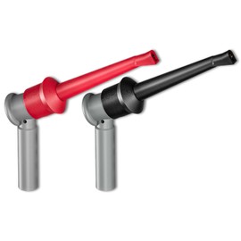 Cleqee Pack of 2 Insulated Test Hook Clip with 4 mm Socket, Test Hook Clip Probes IC Measuring Tip Inner Spring Grab Clamp for 4 mm Banana Plug Multimeter Electrical Tests