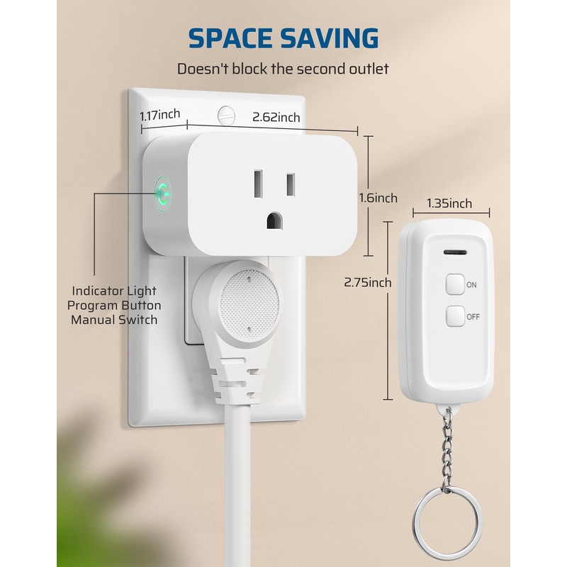DEWENWILS Indoor Remote Control Outlet, Wireless Remote Light Switch, No