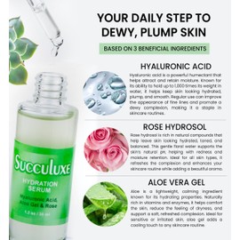 Succuluxe Hydration Serum - with Hyaluronic Acid, Aloe Vera & Rose for Sensitive Skin & Dry Skin