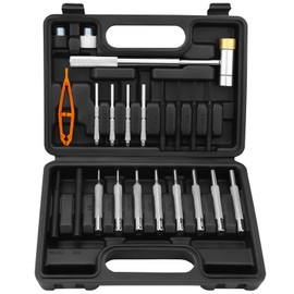 HORUSDY 22-Piece Durable Gunsmith Punch and Hammer Set, Steel Roll Pin Punch Set, Punch Tool Kit with Replaceable Face Hammer for Maintenance, with Organizer Storage Box