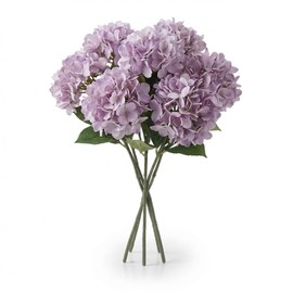 6 Artificial Hydrangea, Silk Faux Flowers, Lifelike Texture, Bendable Stem