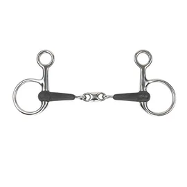 Shires Equikind+ Hanging Cheek Peanut Link Horse Bit in Black UK 5 1/2", Black
