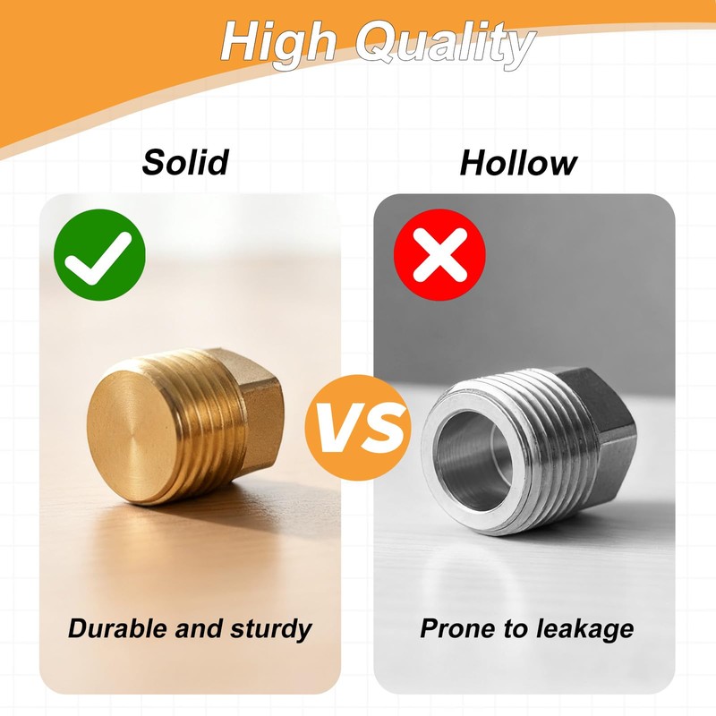 1/2 Inch NPT Boat Drain Plugs, 2 Pack Solid Brass