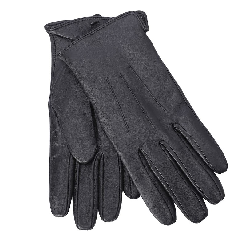 MGGM collection Men's Leather Gloves Touchscreen Cashmere Lined, Black, M,