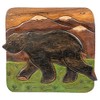 Bear in Mountains Design Hand Carved Acacia Hardwood Decorative Short