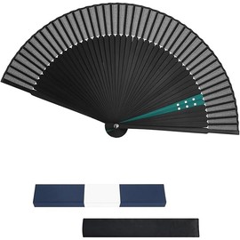 Warudo Men's Folding Fan, Durable, Gift Box Included, Bag, Luxury Silk Fan, Stylish, Women's, Popular, Lightweight, Gentleman Fan, Bamboo Fan, Large Gift, Father's Day, Fireworks Festival, Souvenir