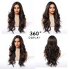 OUFEI Black Ombre Dark Brown Wigs for Women Long Curly