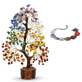 Chakra Tree, Crystal and Stones, Gems Tree, Crystal Wall Hanging Spiritual Decor, Hippie Room Decor, Meditation Accessories, Crystal Tree, Office Decor, Healing Crystals Tree 10-12 inches 300 beads