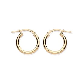 9ct Yellow Gold on Silver 15mm Plain Hoop Earrings