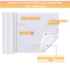 Permanent Smart Vinyl for Cricut Joy Machine, YOFONE No Cutting Mat Required Vinyl, 5.5in x 120in /Roll (White)