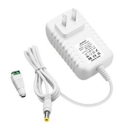 ALITOVE 24V 1A Power Supply 100~240V AC to DC 24 Volt 1 Amp 24W Converter 24 vdc 1000mA 800mA 600mA 400mA 200mA AC Adapter with 5.5mm x 2.5mm 2.1mm Plug for LED Strip Light CCTV Camera DC Pump, White