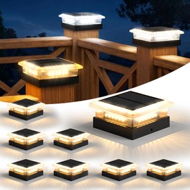 4x4 Solar Post Cap Lights 8 Pack, 96 LED/4 Lighting Fence Post Solar Lights