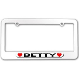 Graphics and More Betty Love with Hearts License Plate Tag Frame - Color White