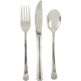 Unique Industries Silver Premium Plastic Cutlery 3pcs 6CT