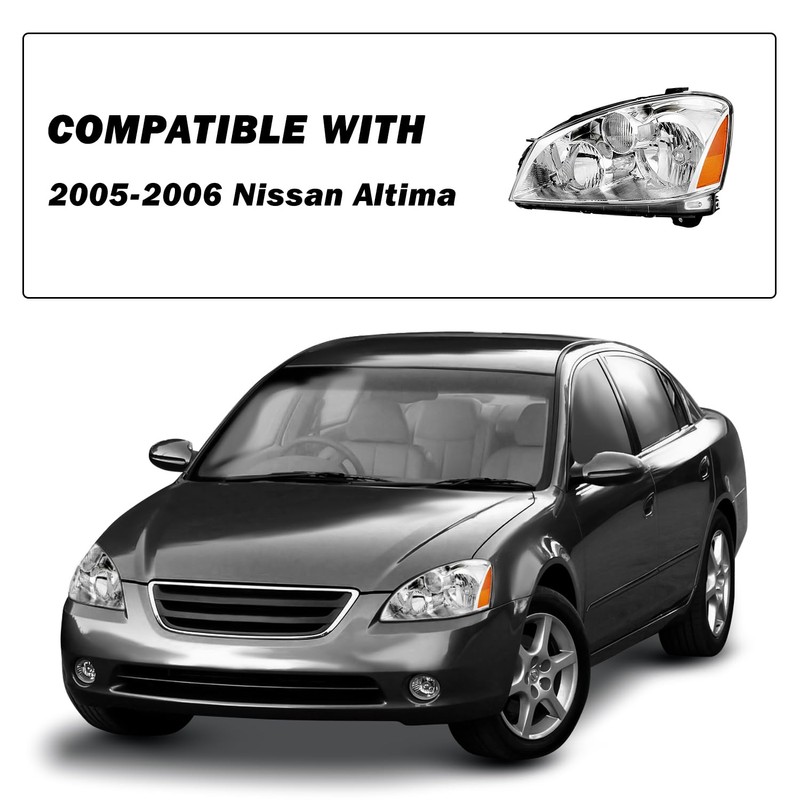 SOCKIR Headlight Assembly Pair Compatible with 2005-2006 Nissan Altima 4
