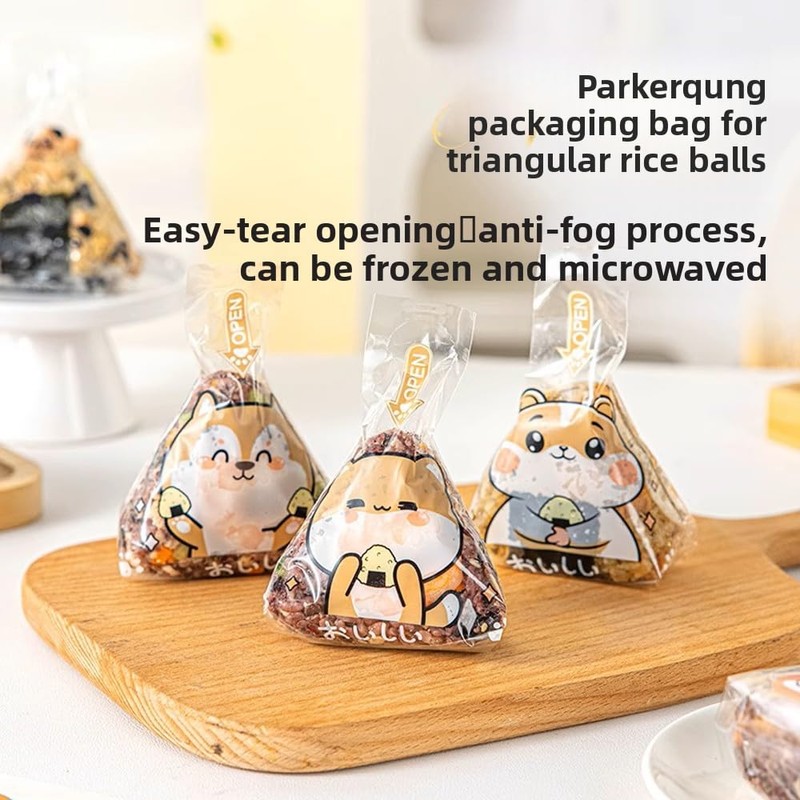 100-Pack Onigiri Wrappers with Stickers - Food Grade Plastic Musubi