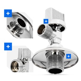 Angle Valve Angle Ball Valve Stopcock Valve 1/2 AG x 3/8 AG Chrome-Plated Brass Water Connection Corrosion Resistant Durable Washing Machine Dishwasher Angle Regulating Valve Screw Cap
